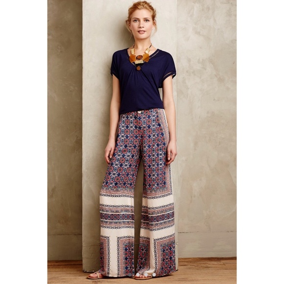 Anthropologie Yida Printed Wide Leg Pants - Picture 2 of 7